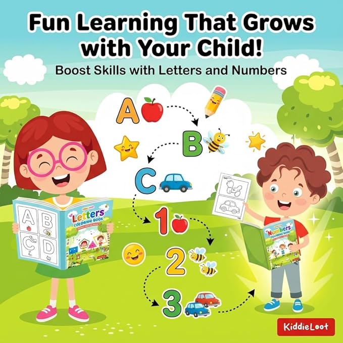 KiddieLoot Coloring Books for Kids Ages 4-8 - (Pack of 6) 8.5x11 Size Book w/Dinosaurs, Monsters, Vehicles, Alphabet, Numbers & Shapes - Kids Coloring Books Variety Set for Boys & Girls Color Gift