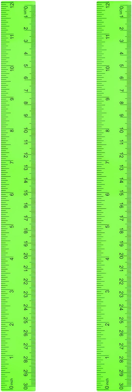 EBOOT 2 Pack Plastic Ruler Straight Ruler Plastic Measuring Tool for Student School Office(Green,12 Inch)
