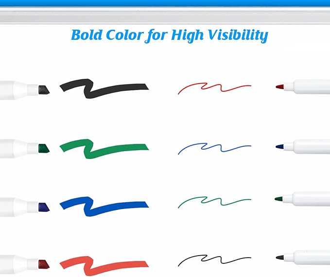maxtek Low Odor Dry Erase Markers Mixed Tip, Whiteboard Markers Set 8 Count with 1 Magnetic Eraser