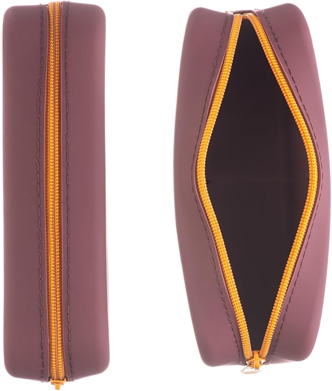 DIVERSEBEE Soft Silicone Pencil Case, Pencil Pouch with Zipper (Grape) | Aesthetic Pen Bag for School, Bible Study Journaling Supplies and Accessories, Cute Pencil Organizer
