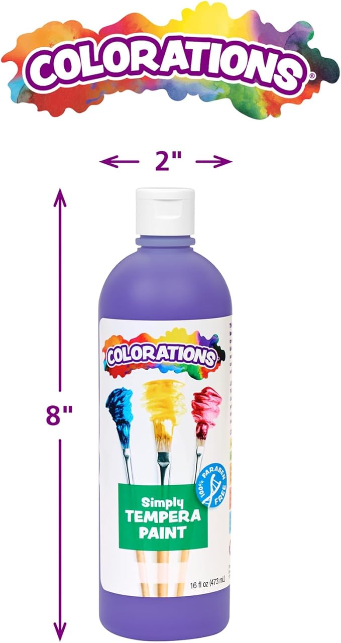 Colorations Paraben-Free Tempera Paint for Kids - Black, 16 Ounce Bottle, Non-Toxic and Made in The USA