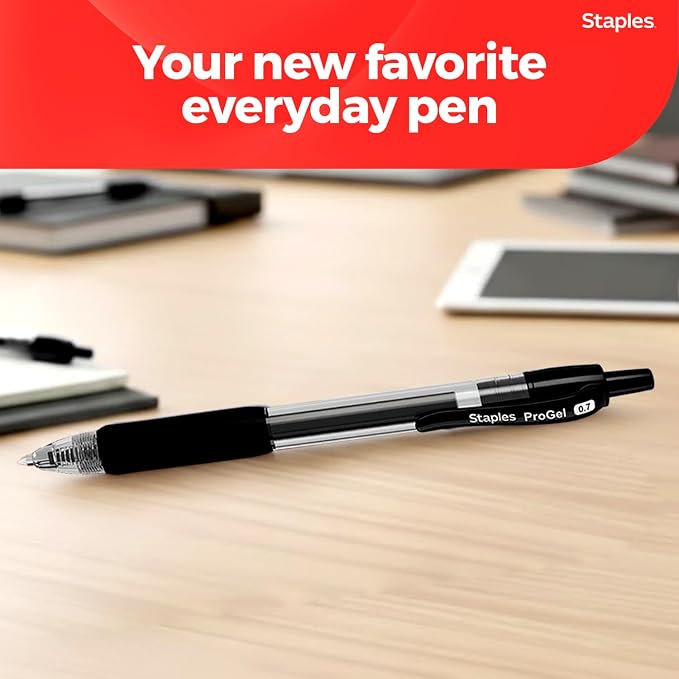 Staples ProGel Retractable Gel Pens, Fine 0.7mm, Black Ink, 36-Pk | Smooth-writing, quick-dry ink for everyday office and classroom stocking.