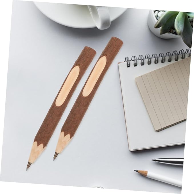CALLARON 10pcs Creative Wooden Ballpoint Pens 17cm Natural Tree Bark Texture Portable Writing Supplies Eco-friendly Biodegradable Office School Use