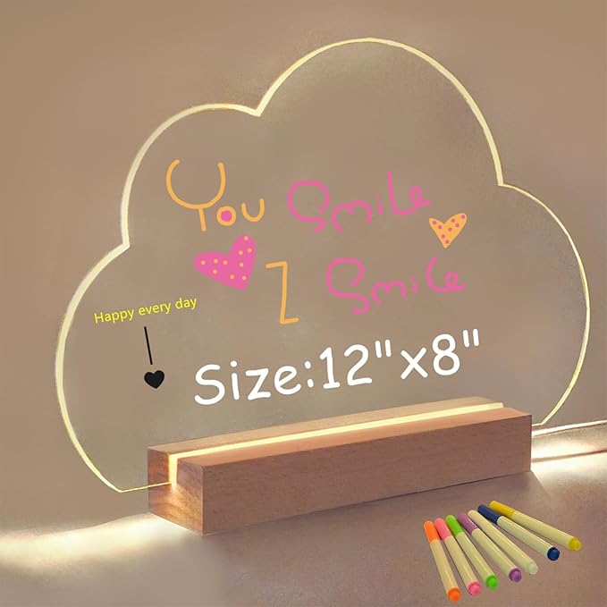 SetGame LED Note Board with 7 Colors Pen, Art Creative Light Up Dry Erase Board, Glowing Night Light Neon Message Bulletin Board Sign with Stand, Suit for Living Room, Bedroom, Lounge, Kitchen, Office