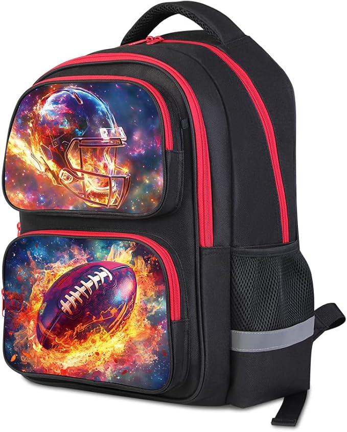 Cartoon Kids Backpack for School - 17 Inch Lightweight Bookbag with 3D Reflective Design & Luminous Safety Strips | Durable 600D Polyester, Adjustable Straps for Ages 6-18