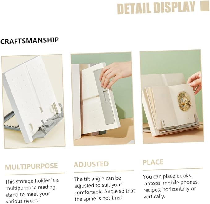 jojofuny Reading Rack Book Stand Adjustable Tilt Portable Music Score Holder Book Support Household Reading Stand