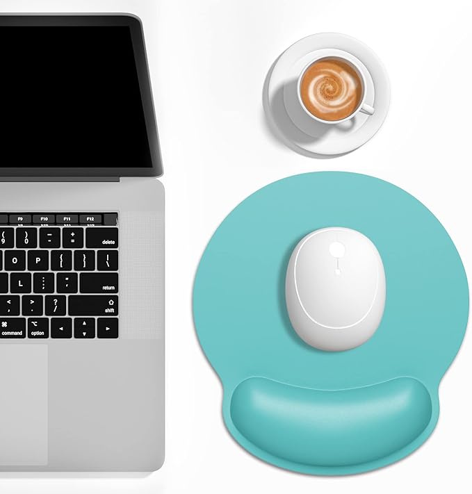 Dapesuom Ergonomic Mouse Pad with Wrist Support, Comfortable Memory Foam Wrist Rest for Easy Typing Pain Relief, Cute Computer Gaming Desktop Mouse Mat with Non-Slip Base for Laptop Office, Lake Green