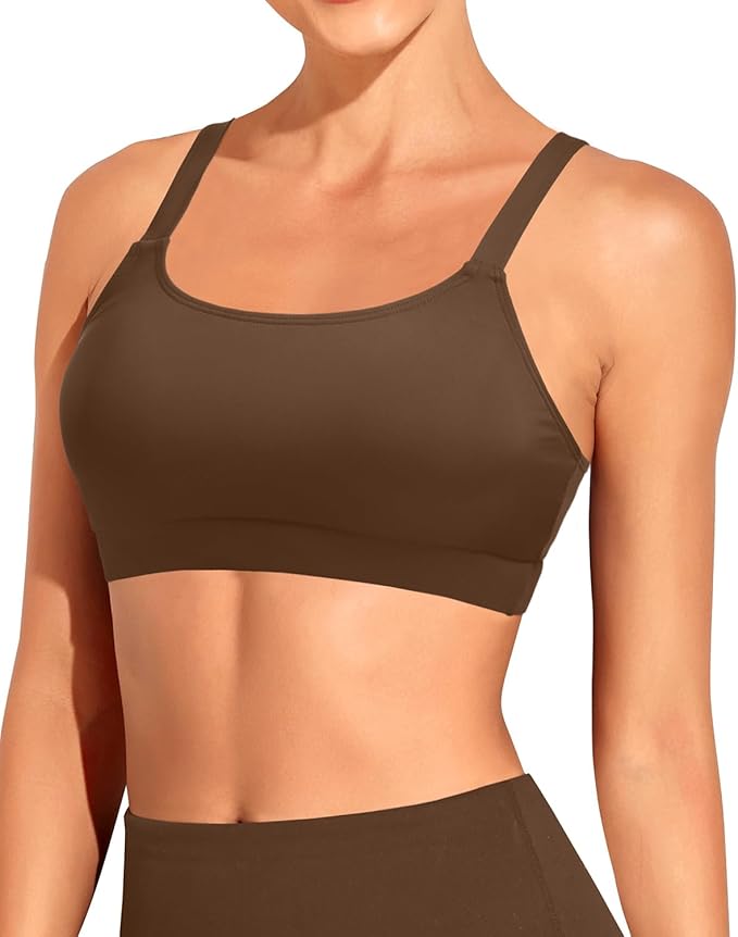 Tempt Me Women Sports Bra Bikini Tops Scoop Neck Bathing Suits Top Padded Swim Crop Tops Only