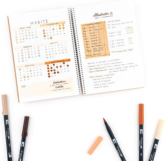 Tombow 56236 Dual Brush Pen Art Markers, Portrait, 6-Pack. Blendable, Brush and Fine Tip Markers