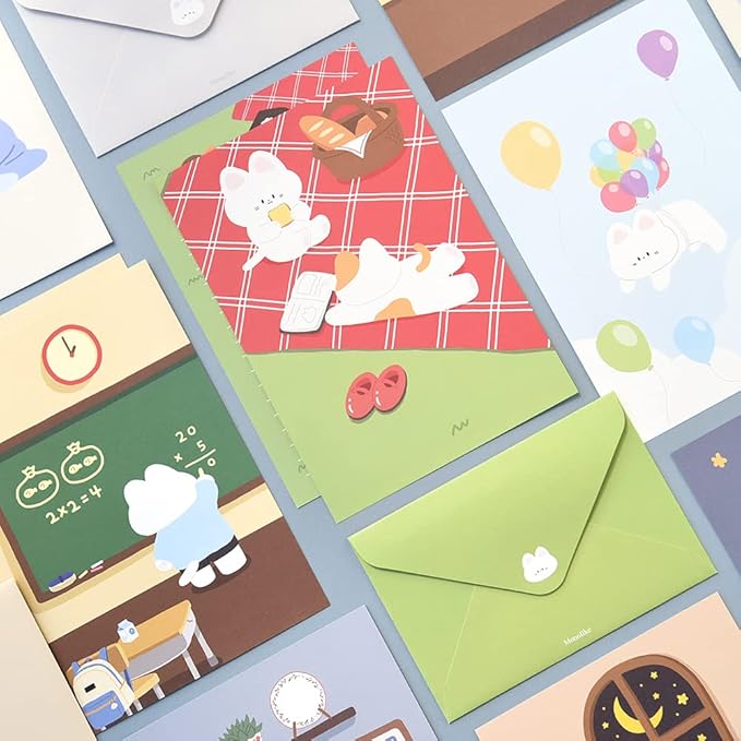 Monolike Gureum's Daily Life Letter Paper and Envelopes Set - 8Type, 32 Letter Paper + 16 Envelopes