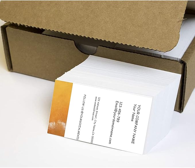 Customizable Printed Business Stock Cards -Single and Double-sided Color Printing - 3.5" x 2" - 100% Recycled Content (500/200 PCS) Premium Double-sided Print