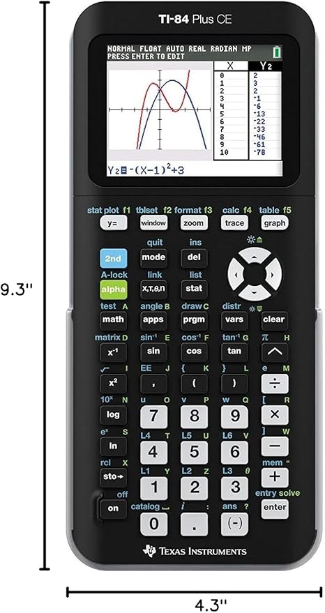Texas Instruments TI-84 PlusCE Graphing Calculator, Black (Renewed)