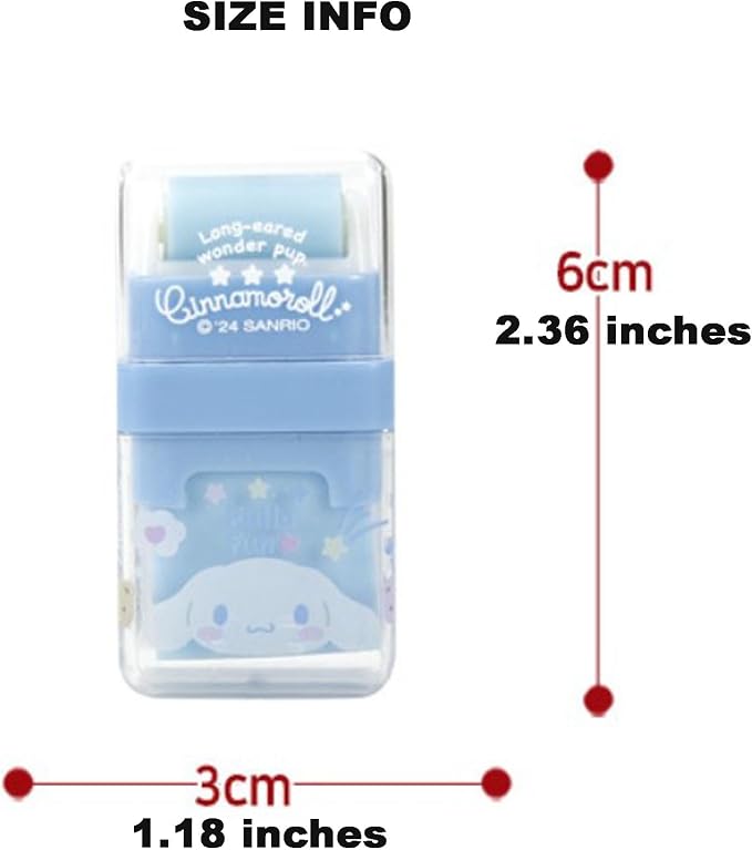 Cute Character Roller Eraser with Built-in Dust Cleaning Roller – Portable & Mess-Free Design - Blue