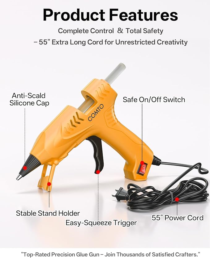 Hot Glue Gun with 100 Sticks(140 x 7mm), 20W Fast Preheating Mini Hot Glue Gun and Sticks Set for School Crafts DIY Arts and Quick Home Repairs, A02 - Yellow