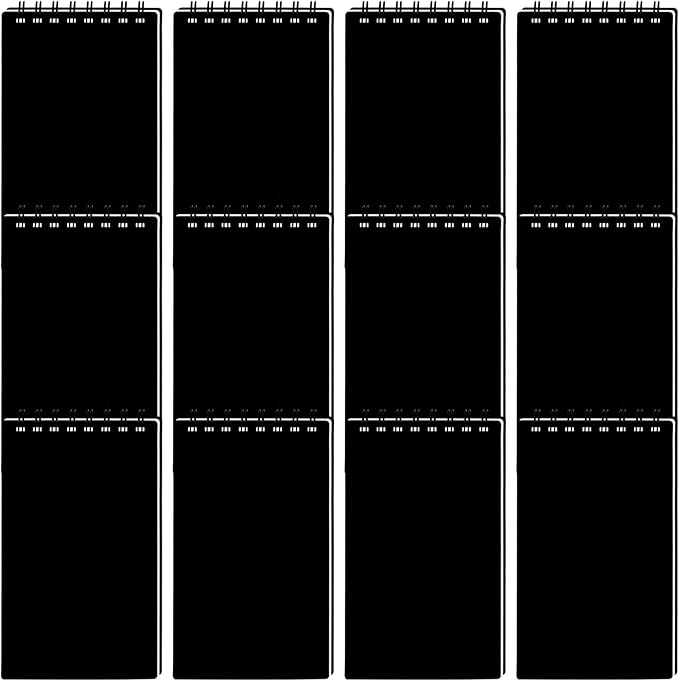 wavamawa 12 Pack Pocket Notebooks, 3x5 inch Small Notepads, Mini Spiral Notebook, Little Pocket Size, Lined College Ruled Paper, Memo Note Pads for Home, Office, School, Travel (Black)