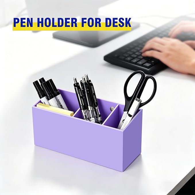 Magnetic Dry Erase Marker Holder for Whiteboard, Anti-slip Magnet Pen Holder for Fridge Refrigeator, Acrylic Pencil Holder for Classroom Teacher, Office Accessories, Locker Organizer(Purple)