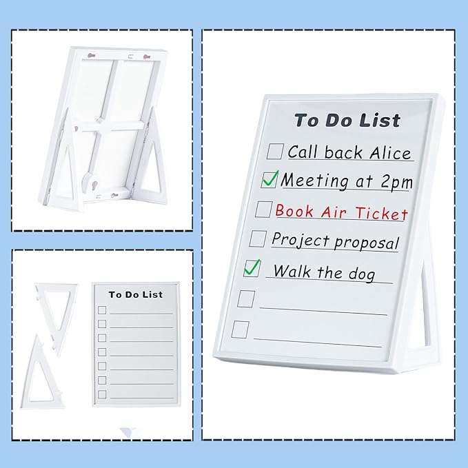 Desktop Dry Erase Board, Small Whiteboard with Stand, A5 Size 8.3 x 5.8 Inches with A Dry Erase Marker, Detachable Stand & to Do List Card (A5)