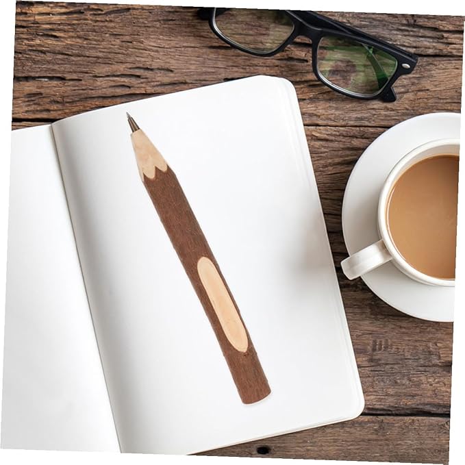 Wood Ballpoint Pens 17cm, 10pcs Small Natural Wooden Pens with Biodegradable Material, Convenient Writing Supply for Office and School Use