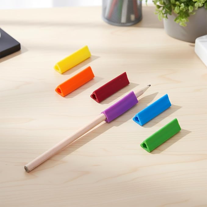 12PCS Triangle Grips for Pencils, 1.77in Multicolour Pen Grips Comfort Ergonomic Writing Aid for Student Adult Handwriting Drawing Stylus