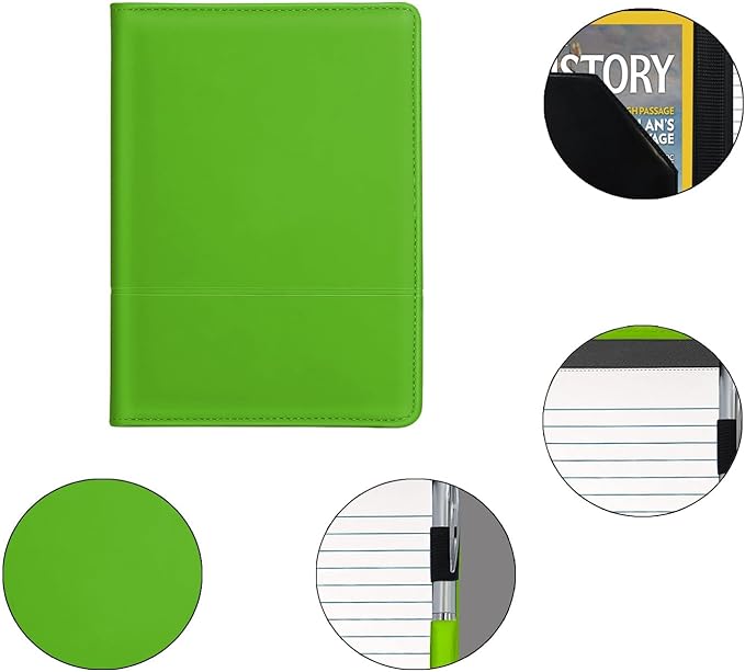 Classic Padfolio/Junior Portfolio Folder Case, Business A5 Binder Organizer Notepad for Men Women, 5 x 8 Writing Pad Included, Green