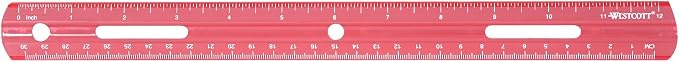 Westcott Plastic Ruler, 12 Inches/30 Centimeters, Red (16016)