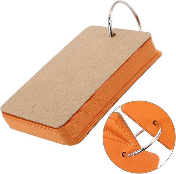 LALAFINA 50pcs Blank Paper Cards Study Flashcards Blank Index Cards Notebook Handdrawn Illustrations Ring Binder