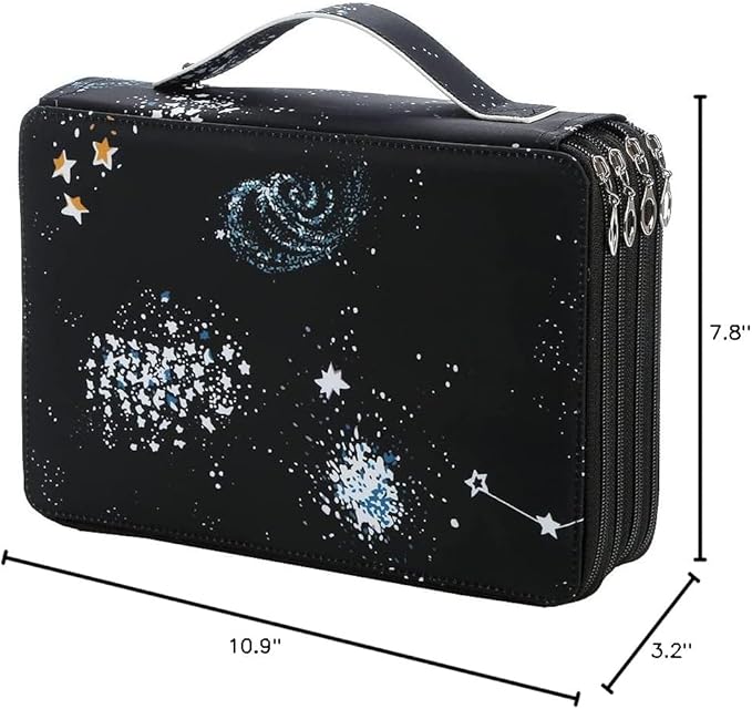 Portable Colored 200 Slots Pencil case Organizer with Printing Pattern for Watercolor Pens or Markers, Pencil Case Organizer for Artist