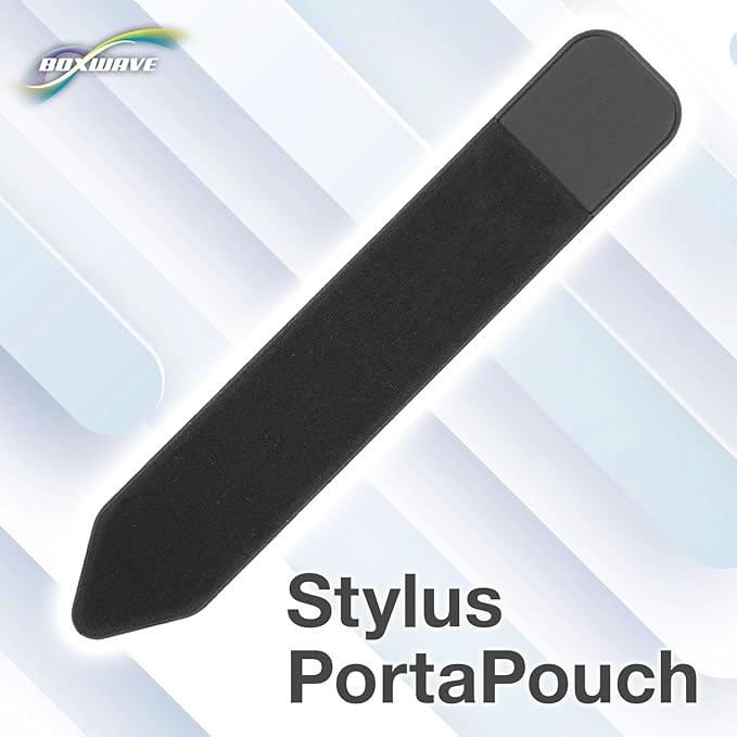 BoxWave Stylus Pouch Compatible with Boogie Board Blackboard Smart Scan Reusable Notebook - Stylus PortaPouch, Pen Stylii Holder Carrier Portable Self-Adhesive - Jet Black