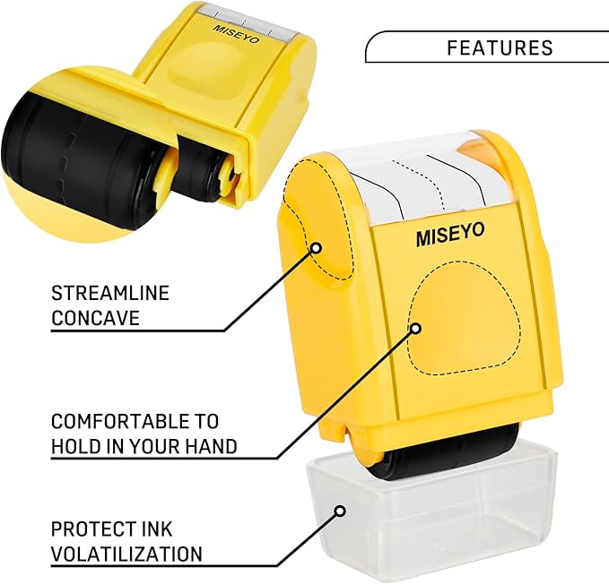 Miseyo Dashed Handwriting Lines Practice Roller Stamp,Self-Inking Line Rolling Stamps for Kids Writing- Yellow