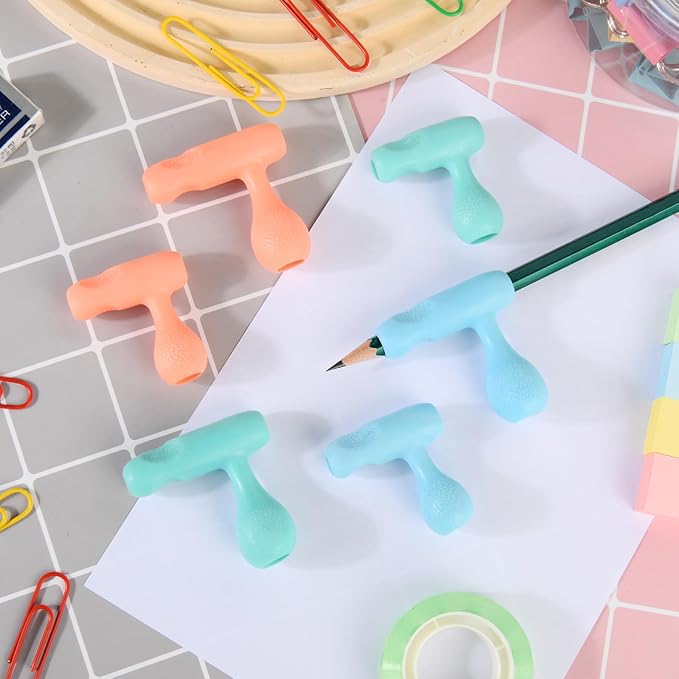 Cosmos 6 Pcs Pencil Grips Writing Aid Pencil Holder Universal Ergonomic Pencil Gripper, 2 Assorted Sizes & 3 Colors