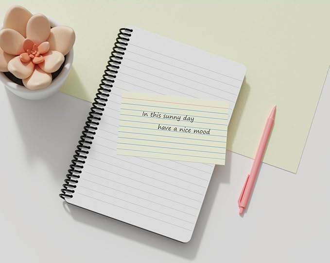 YIZUUN Cream Index Cards 3x5, 200 Pack, Ruled Index Cards, Flash Cards for Studying, Heavy Note Cards for Office, Home and School, 4 Packs of 50