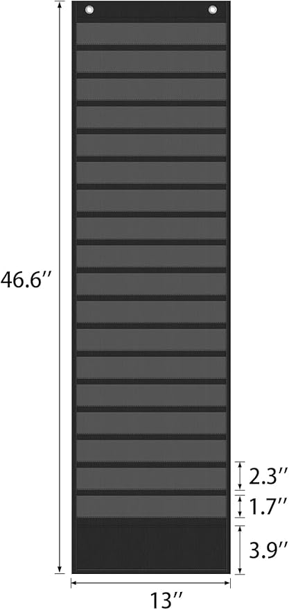 18+1 Pockets Daily Schedule Pocket Chart, Classroom Visual Schedule for Kids with 24 Double Sided Reusable Cards, Classroom Pocket Chart for Office Home Preschool Daily Use, Boho Black