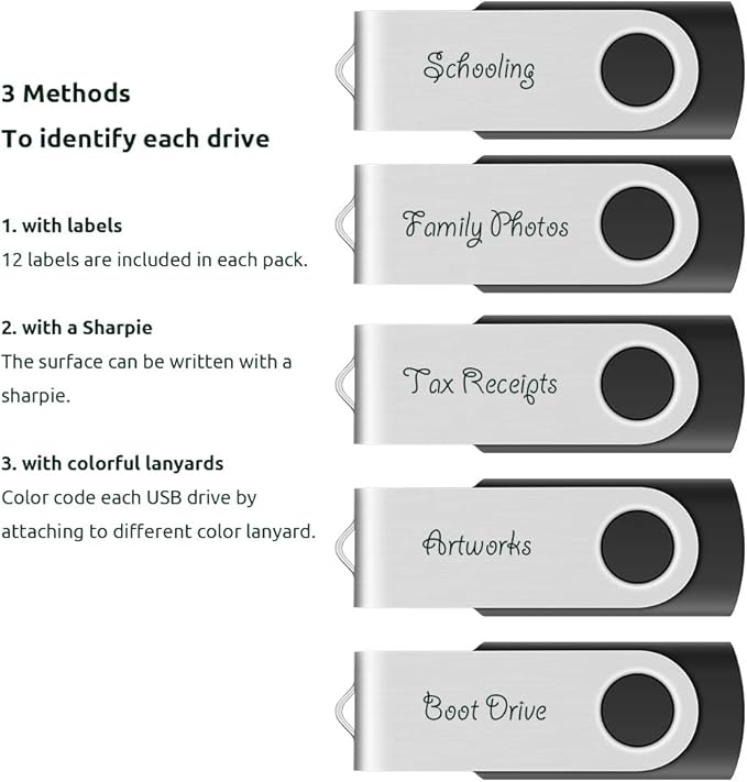 Enfain USB 3.0 32GB Flash Drive Shareable 10 Pack for Universal Data Storage at Home & The Office, Write Speed 25MB/s, Read Speed up to 90MB/s (Black)