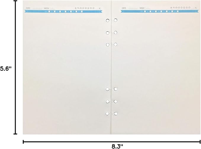 Zelten Refills/Loose Leaves for A5 Cover Ring Binder/Personal Organizer/Planner(A5 6 Holes, Blank Blue)