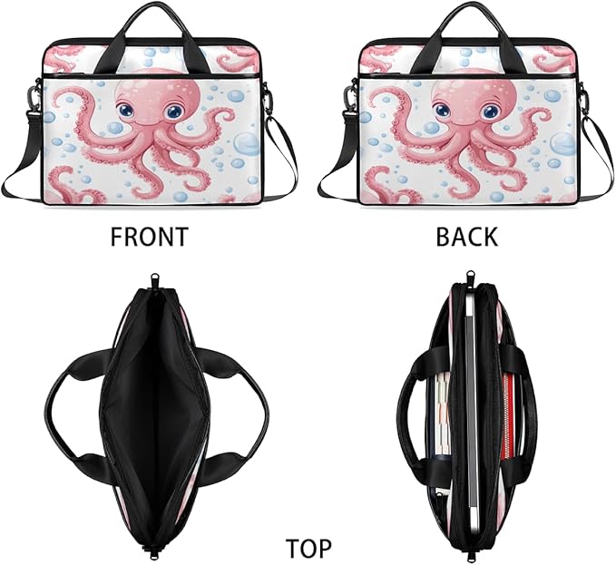 Pink Octopus Laptop Sleeve Case for 13-15 inch Computer Bag Protective Laptop Handle Bag for Women Men
