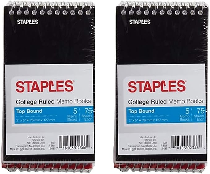 Staples Top Bound Memo Books, 3" x 5", 10/Pack (10 Pack)