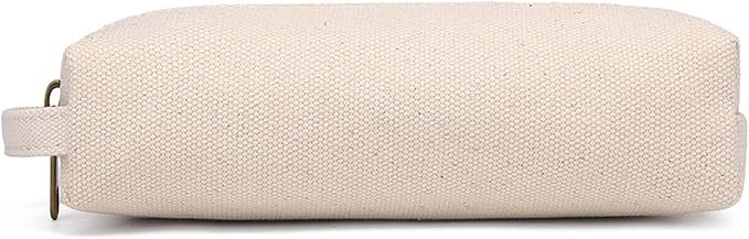 Pencil Case Soft Cotton Canvas Pencil Pouch Bag for Easy Carry Stylish and Durable for Pens and Pencils (Beige)