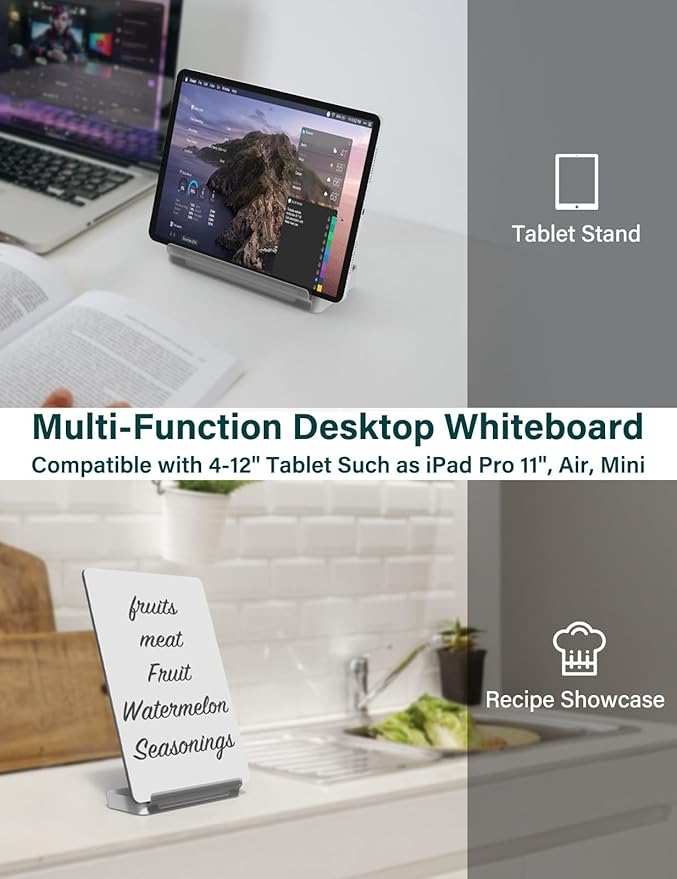 Yagee Desktop Whiteboard with Storage, Dry Erase Board with Phone & Tablet Stand, to-do List Memo, Double-Sided Writing Board for Office and School Supplies, 9.5''×6.7'', Marker&Duster Included