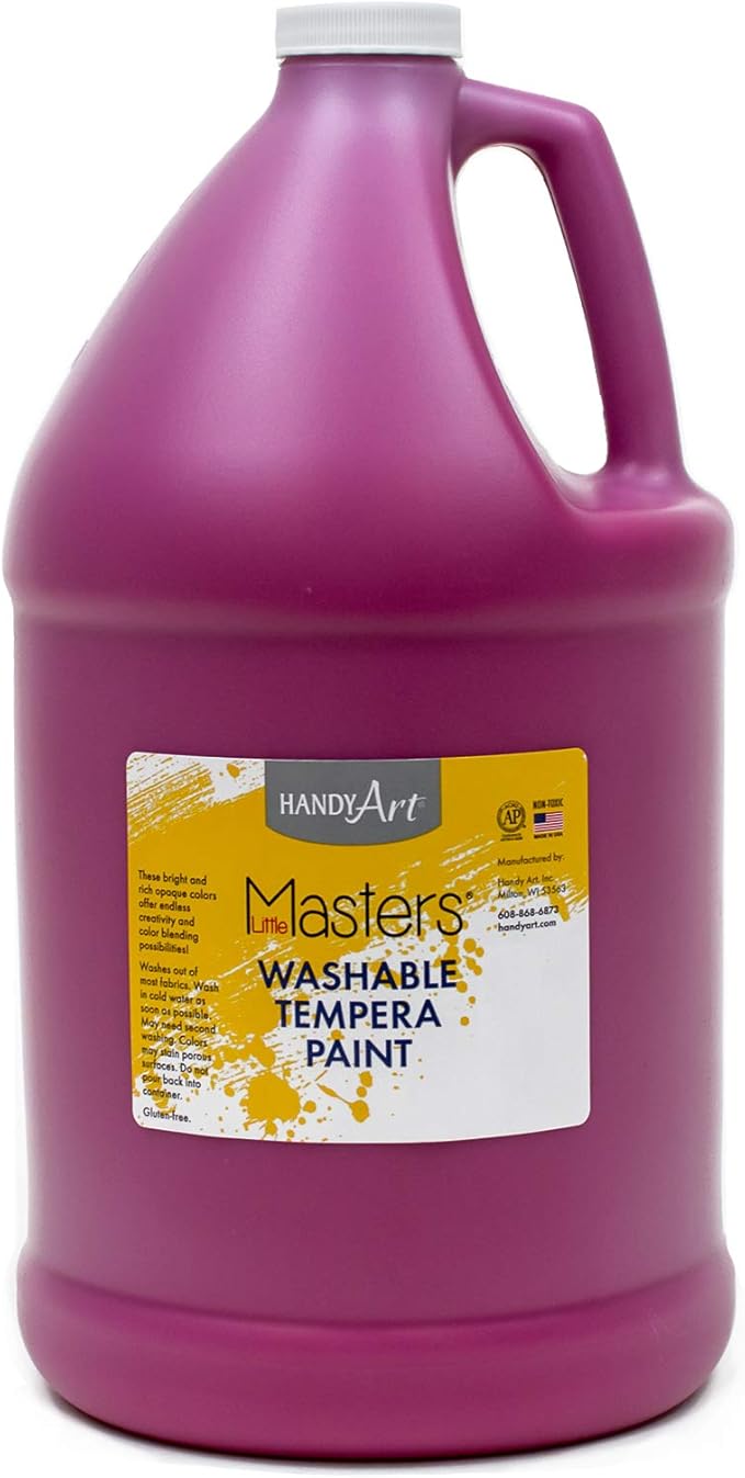 Handy Art Little Masters Washable Tempera Paint, Magenta, Gallon 128 oz Bottle, Bright & Mixable, High Opacity, Washable Colors for Classroom, Students, Kids, Safe & Non-Toxic, Made in USA