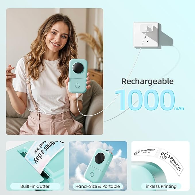 Phomemo Label Maker, D30 Portable Bluetooth Label Maker Machine with Tape, Small Mini Label Printer, Multiple Templates Fonts Icon Labeler for Home, School, Office