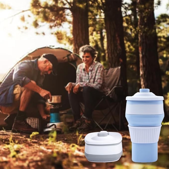 2 Pack Collapsible Coffee Cups Travel Mugs with Leakproof Lids for Hot & Cold Drinks – 10oz (300ml)