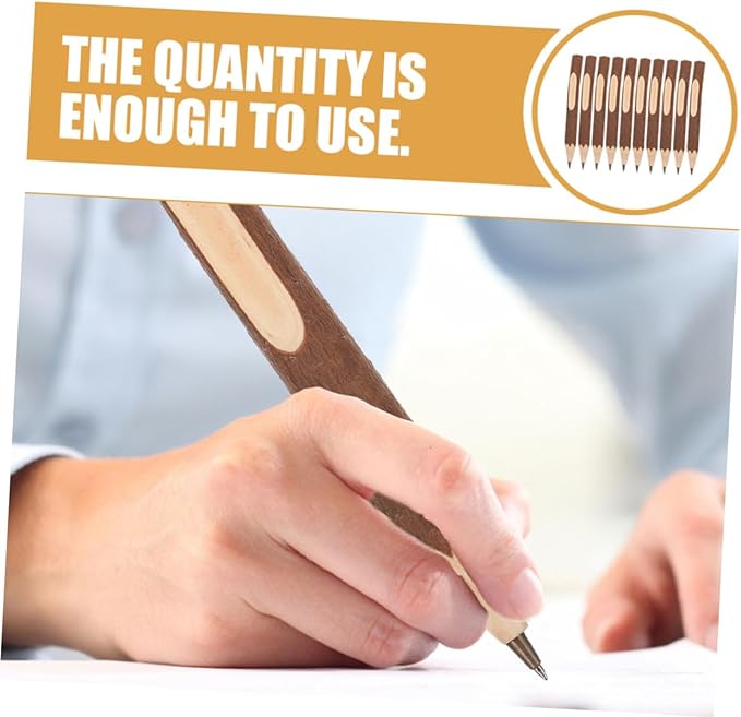 Ciieeo 10pcs Tree Bark Texture Wood Ballpoint Pens 17cm Small Portable Writing Pens Biodegradable for Office and School Use