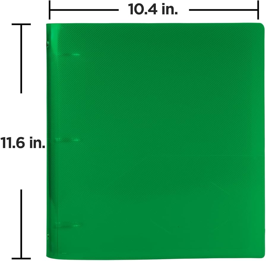 JAM PAPER Plastic 1.5 inch Binder - Green 3 Ring Binder - Sold Individually