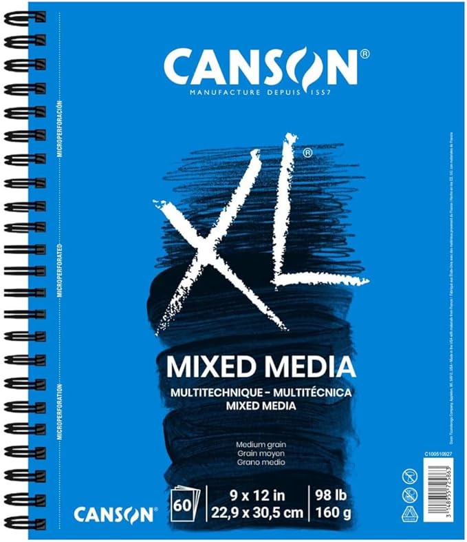 Canson XL Series Mixed Media Pad 9" x 12", 60 Sheets/Pad, Pack of 3