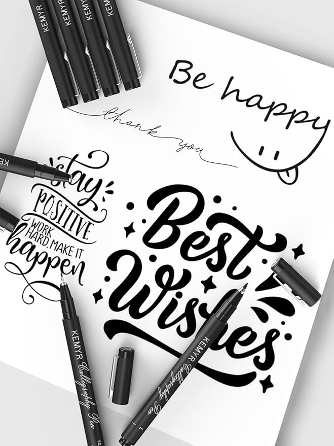 KEMYR 4 Micro Fine liner Drawing Art Pens Calligraphy Pens: 0.4mm Size Black Art supplies Waterproof Archival Black Ink Markers For Artists,Use for Professional Watercolor,Sketching