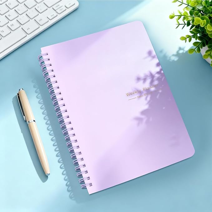 Undated Weekly Planner Purple A5 Personal Goals Journal Non Dated Kids Weekly Planner to Do List with Goal Habit Tracker Organizer, Cute Undated Week Planners with Spiral Binding for Kids School Work