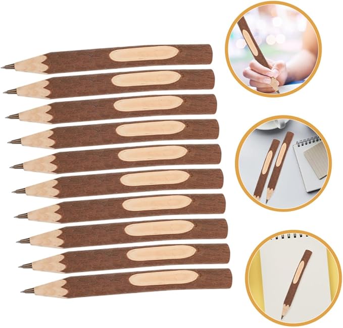 FUOYLOO Wood Ballpoint Pens 17cm Tree Bark Texture 10pcs Multi-function Writing Supply Portable Eco-friendly Biodegradable Office and School Use