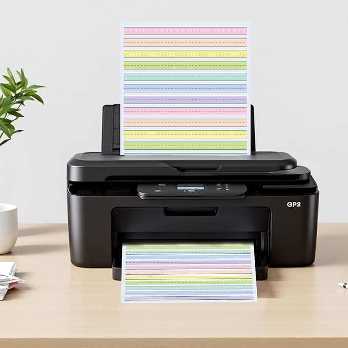 8.5" x11" Double Side Colored Primary Writing Paper for Kids with ADHD - 50 Sheets/100 Pages Handwriting Paper, 0.5" Multi-Color Raised Line Paper Kindergarten Practice Tactile Writing Papers