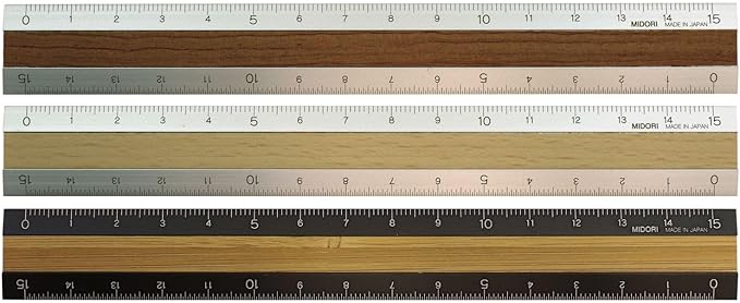 DESIGNPHIL 42270006 Midori Ruler, Aluminum & Wood Ruler, 5.9 inches (15 cm), Black