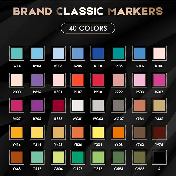 Caliart Alcohol Markers 41 Colors Brush & Fine Dual Tip Art Markers Set, Permanent Pens for Adults Artists Drawing, Coloring Books Anime Illustration, Highlighting Sketch Art Supplies with Carry Case